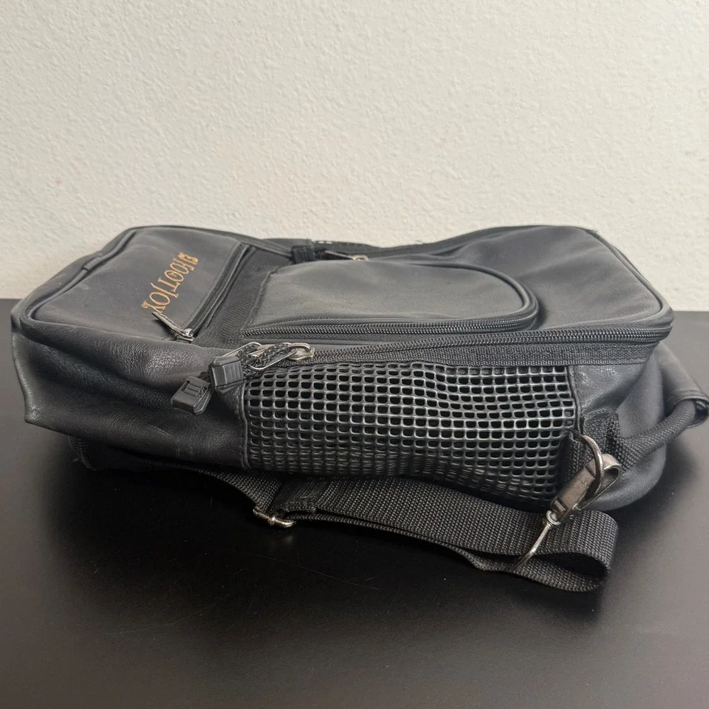 FootJoy Golf Shoe Bag Unisex Black Faux Leather Ventilated Shoulder Strap